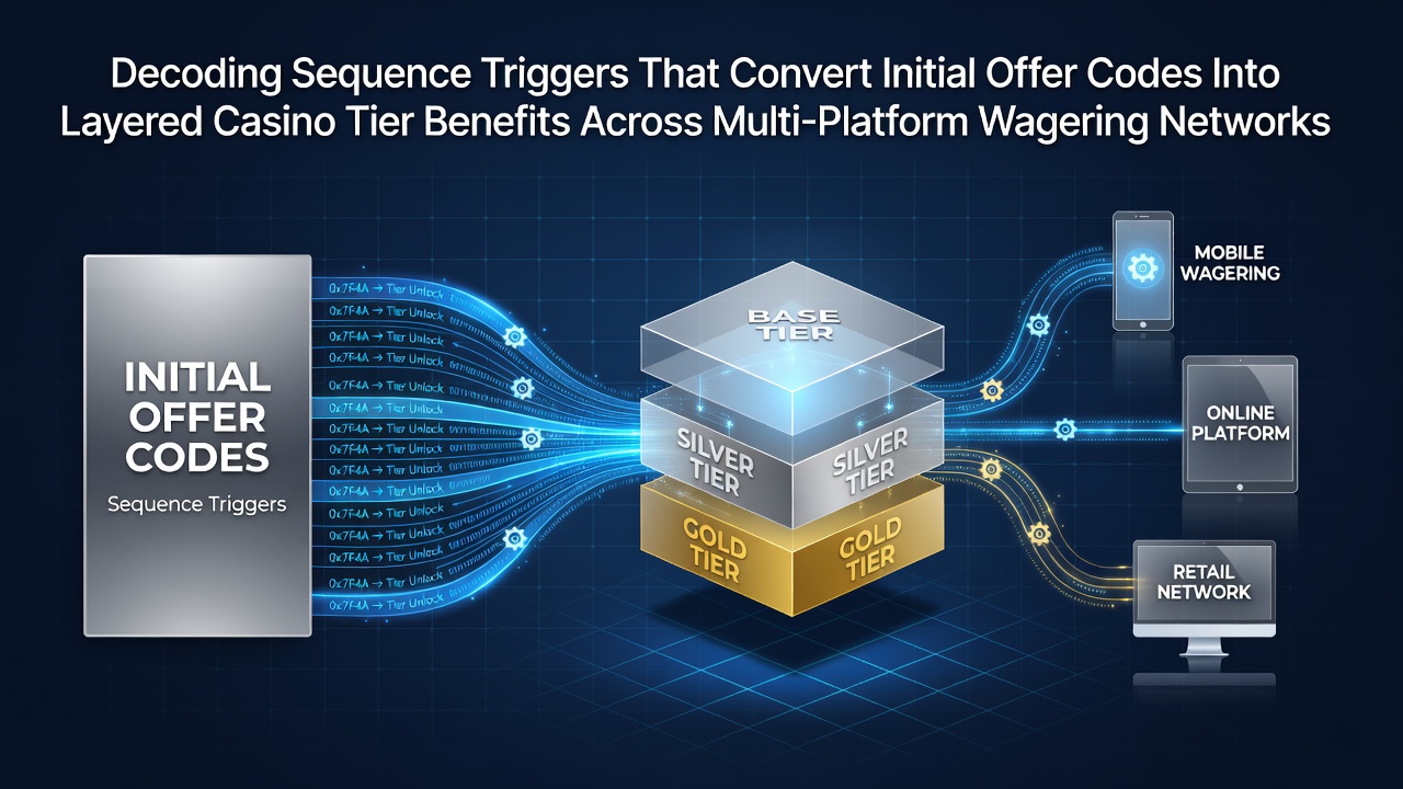 Diagram showing how initial offer codes flow into layered casino tier benefits on multi-platform wagering networks