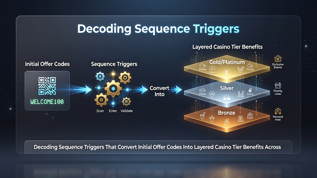 Flowchart illustrating sequential triggers converting offer codes into cumulative VIP tier benefits