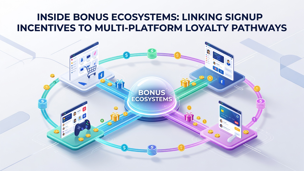 Illustration of bonus ecosystem pathways connecting signup incentives across platforms