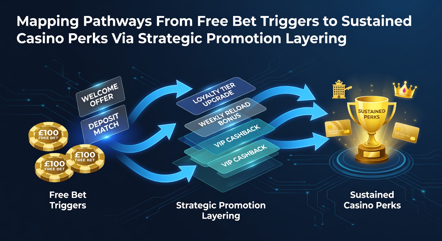 Diagram showing progression from free bet triggers through layered promotions to sustained casino perks