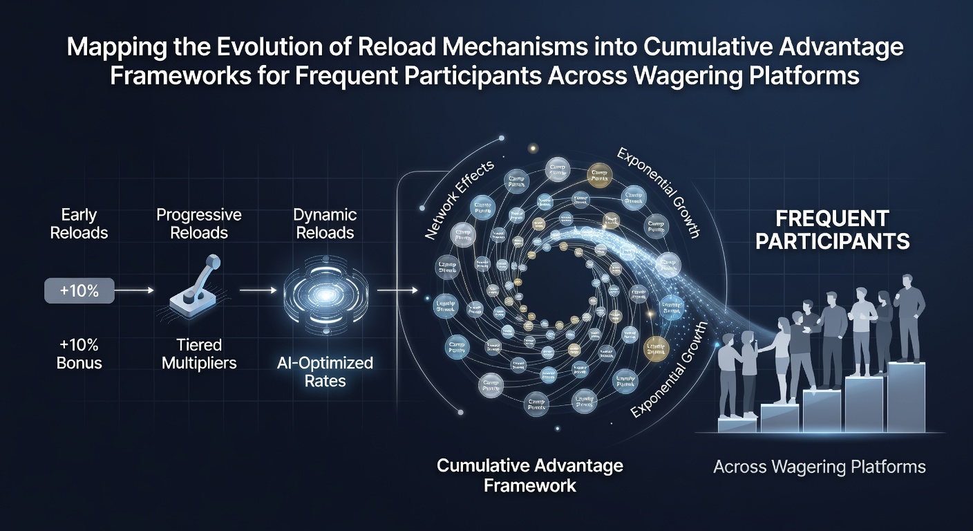 Diagram showing progression from basic reload bonuses to layered cumulative advantage systems on wagering platforms