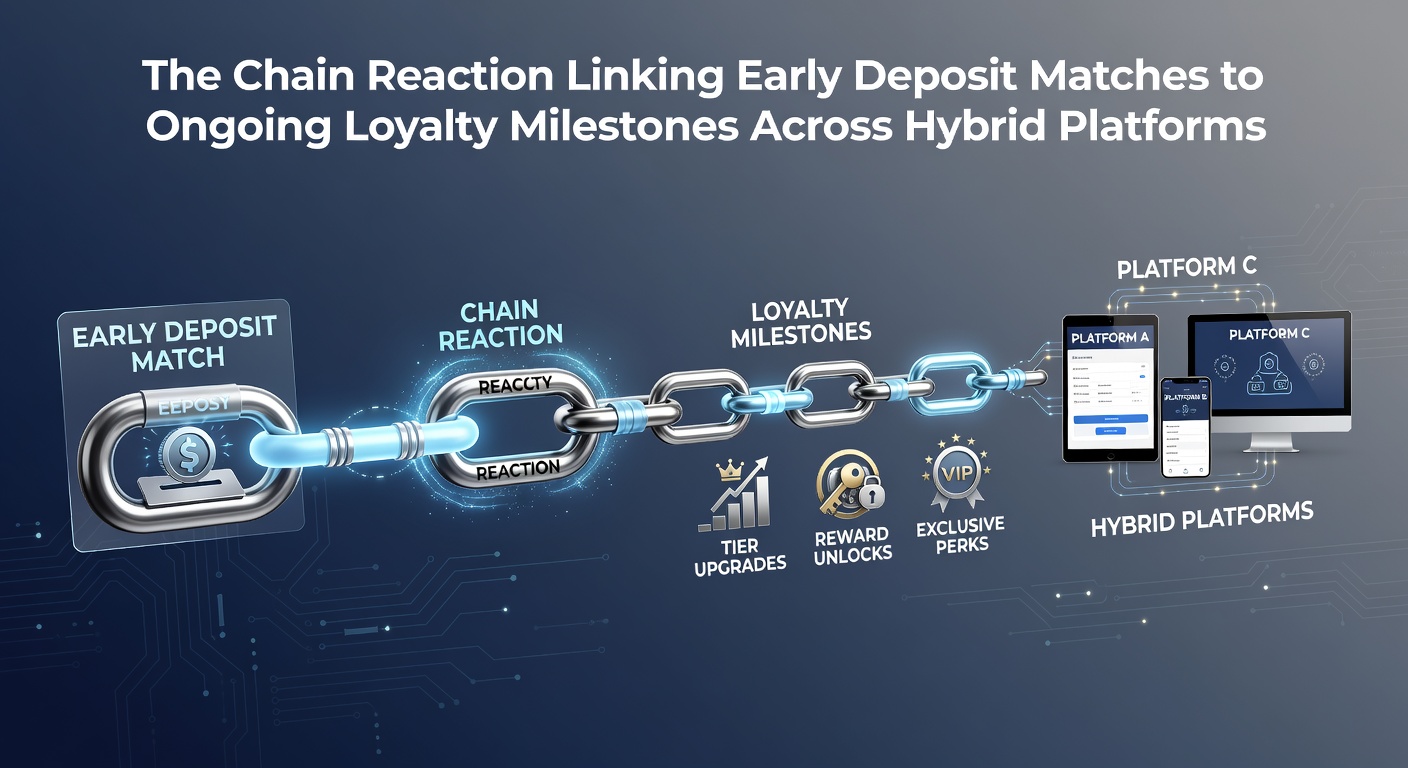 Diagram showing deposit match bonuses flowing into loyalty milestone rewards on hybrid betting platforms