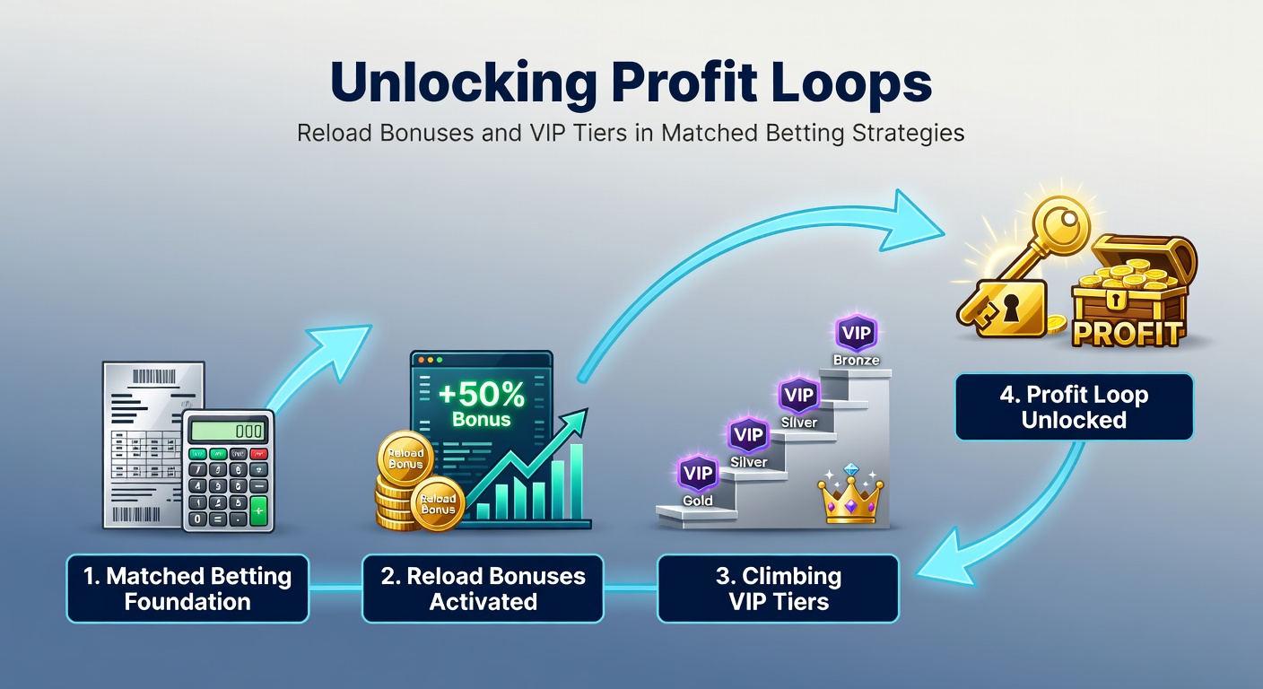 Graphic depicting VIP tier progression with escalating reload bonus percentages and exclusive perks